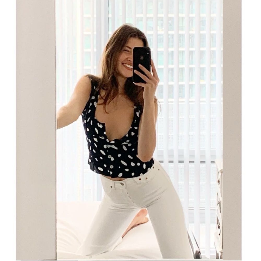 Wilfred Black Polka Dot Crop Top